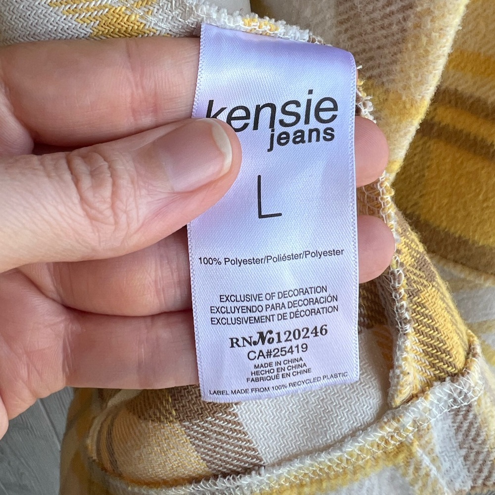Kenzie Yellow and Tan Plaid Button-Up Jacket Shacket Size Large - Picture 4 of 6